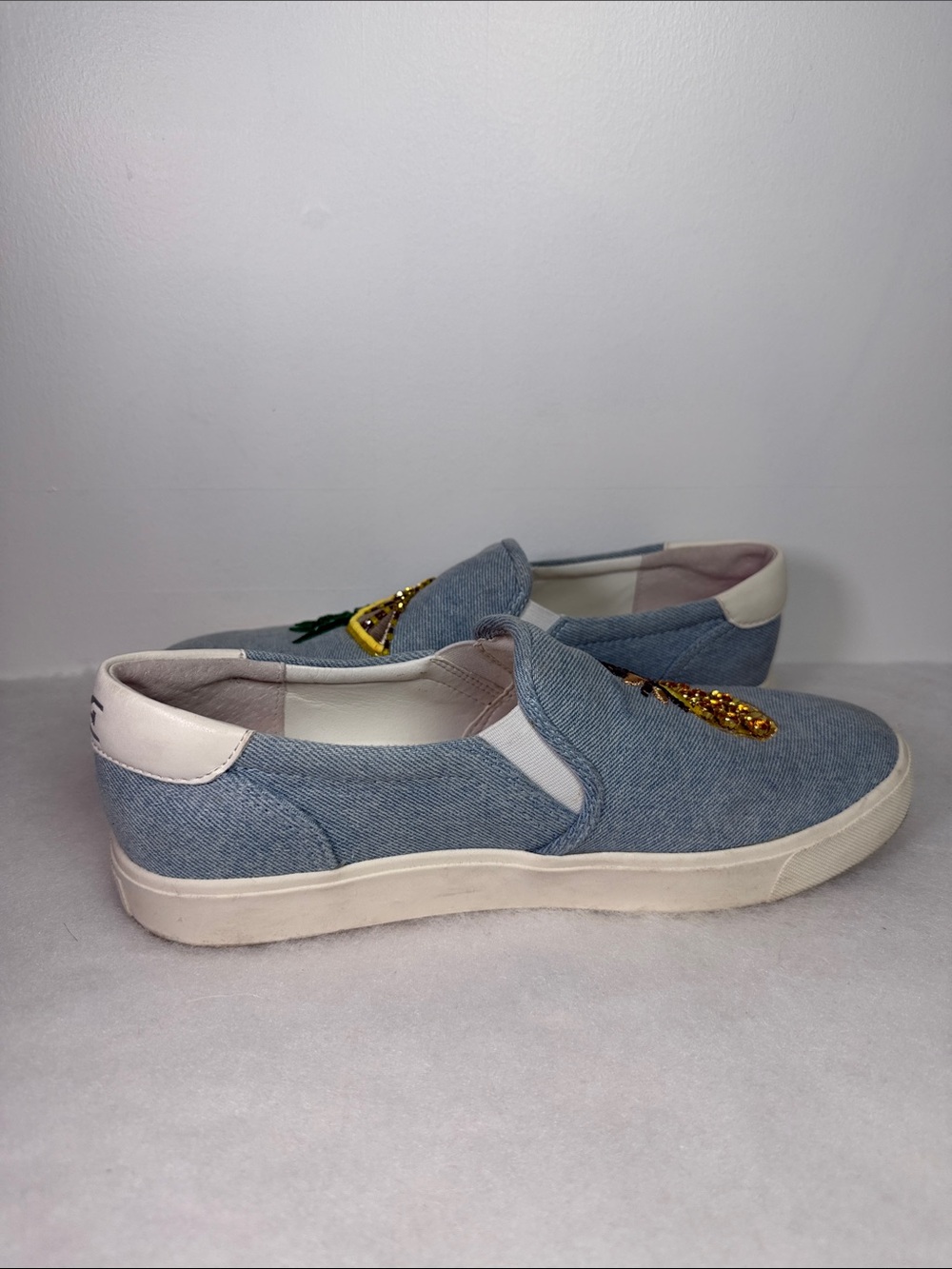 Sam Edelman Womens Evelina Pineapple Sequin Slip On Denim Sneakers Blue Size 9M - Picture 9 of 11